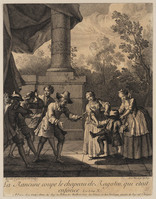 TvB G 5779
<br/>
Rancune knipt de vastzittende hoed van Ragotin los
<br/>
<em>Oudry, Jean-Baptiste (1686-1755)</em>